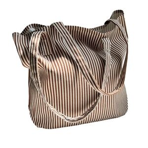 Joy Mangano Cotton Poly Striped Tote Shopping Bag
